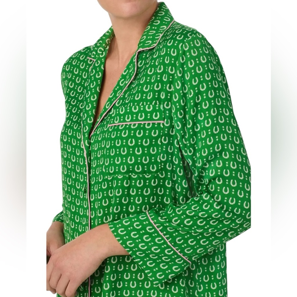 Kate Spade Charming Allover Print Green Pajama Set Elastic Waist Women Size M/M - Picture 12 of 16
